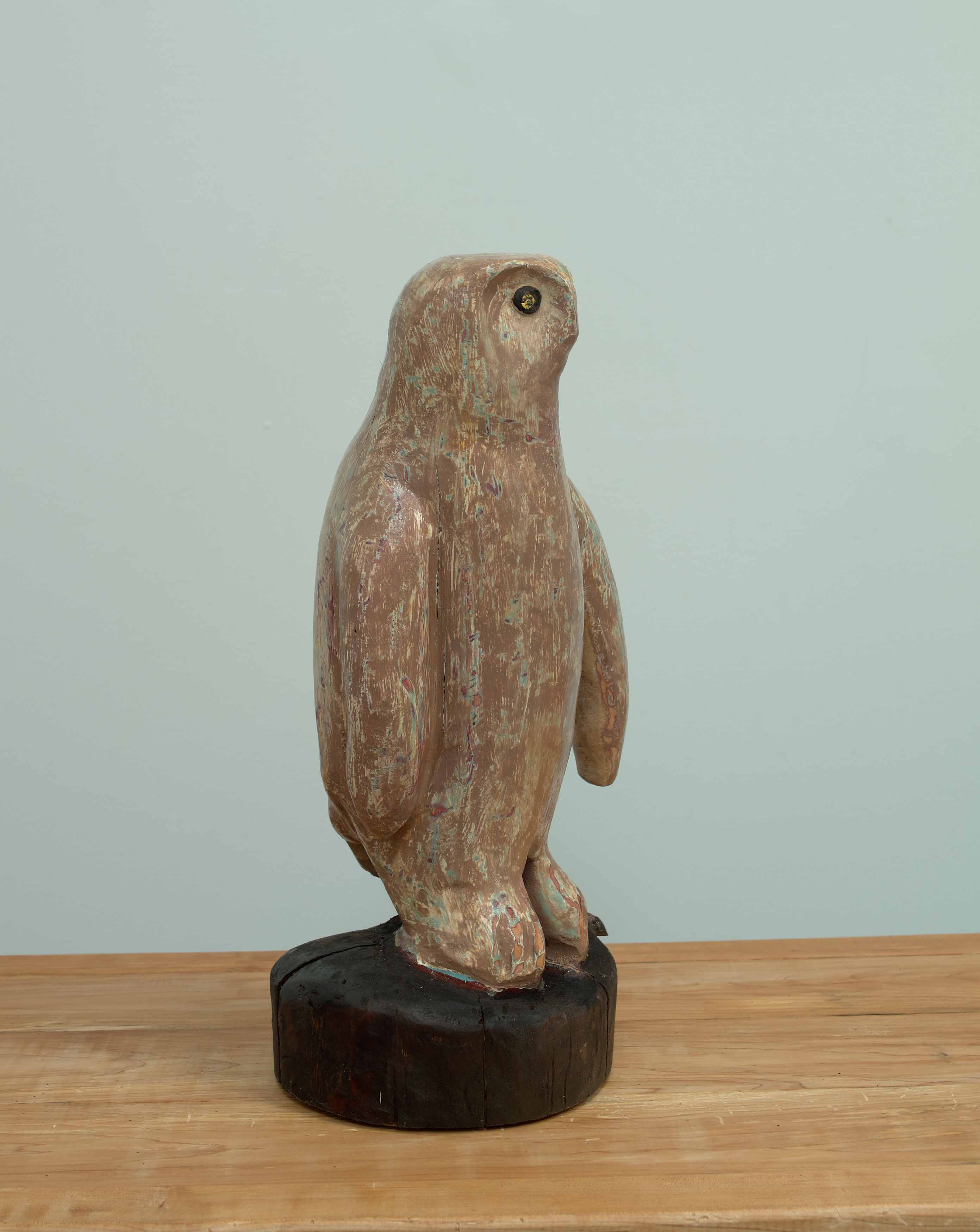 JOHN ATTWOOD  Hawkeye  2025, pine and oil paint, 19.5 x 9 x 9 inches
