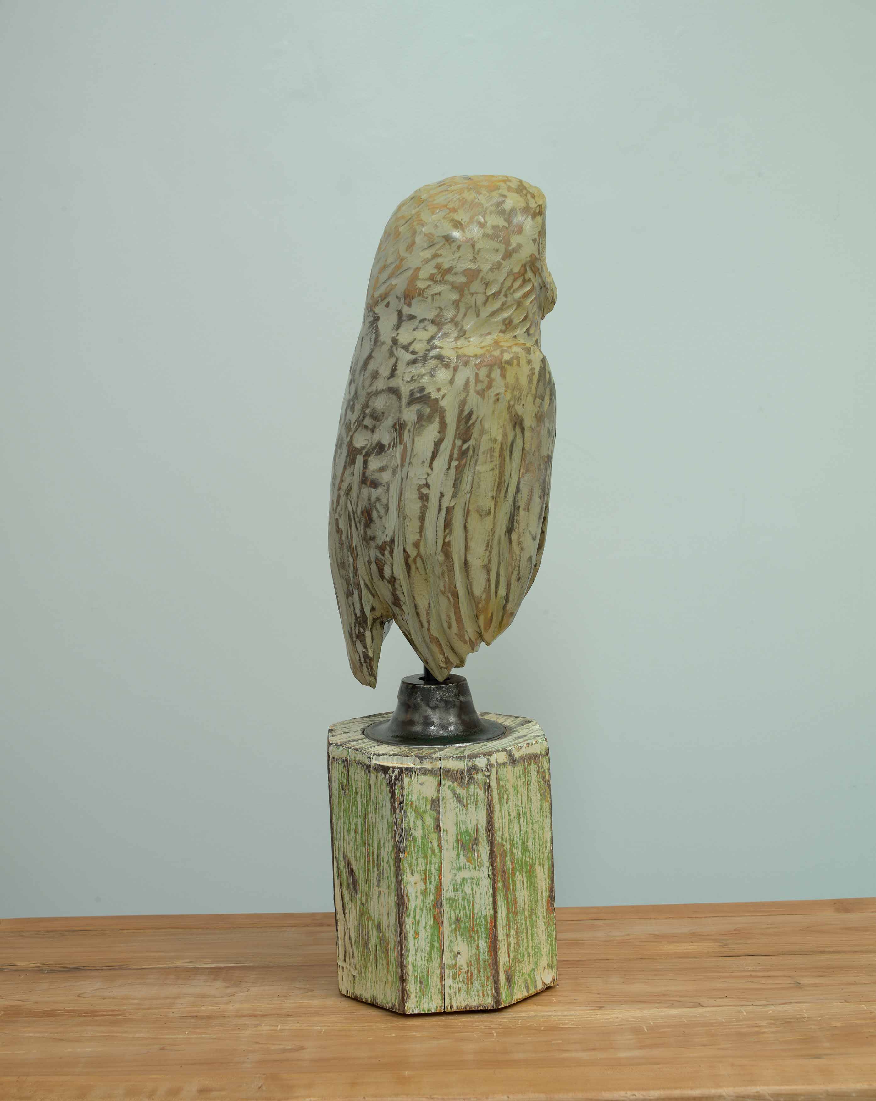 JOHN ATTWOOD  Larry, 2025  hemlock, metal, oil paint and architectural column, 28.25 x 8 x 9 inches