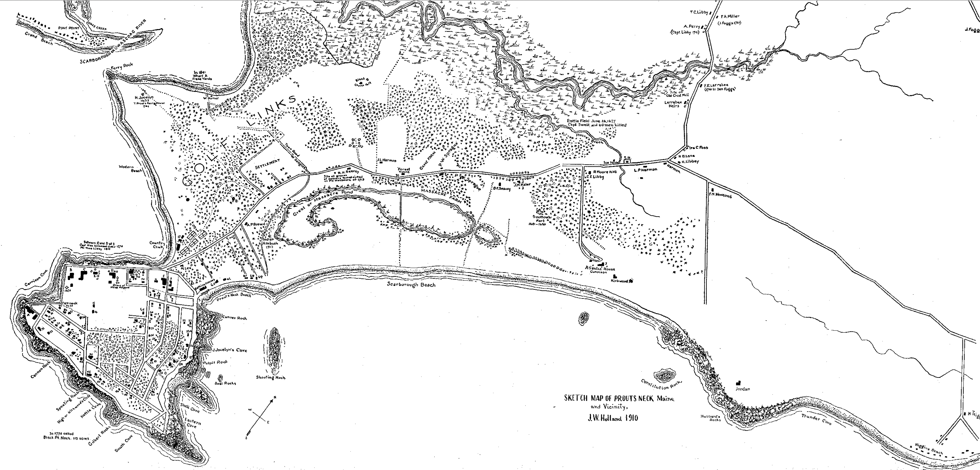 Prouts Neck Maine Map J. W. Holland Map Of Prouts Neck, Maine, 1910 | Harmon's Market