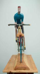 JOHN ATTWOOD, Banana Man, 2024, mixed metal, pine, acrylic paint and electrical cord, 37.5 x 40 x 16 inches